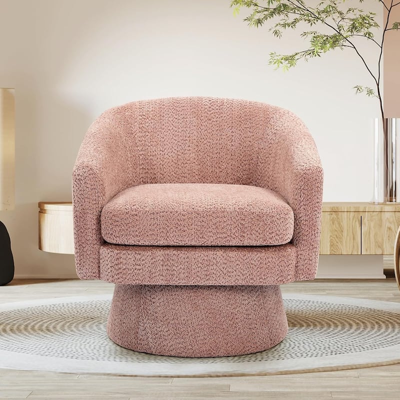 360° Swivel Accent Chair with Arms, Cozy Round Chenille Fabric