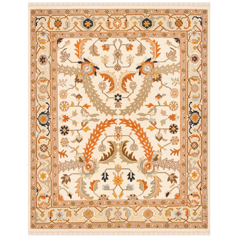 SAFAVIEH Handmade Sumak Grecia Traditional Oriental Wool Rug with - 6' x 9' - Ivory/Gold