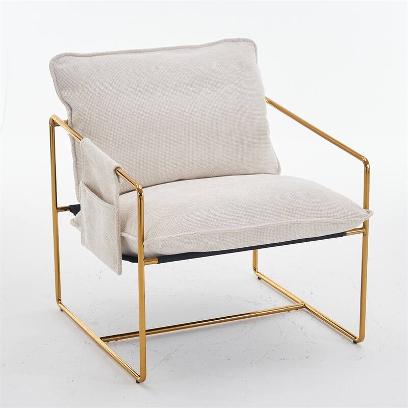 2 Sets 1 Case,Upholstered Hanging Armchair w/ Arm Pockets Metal frame
