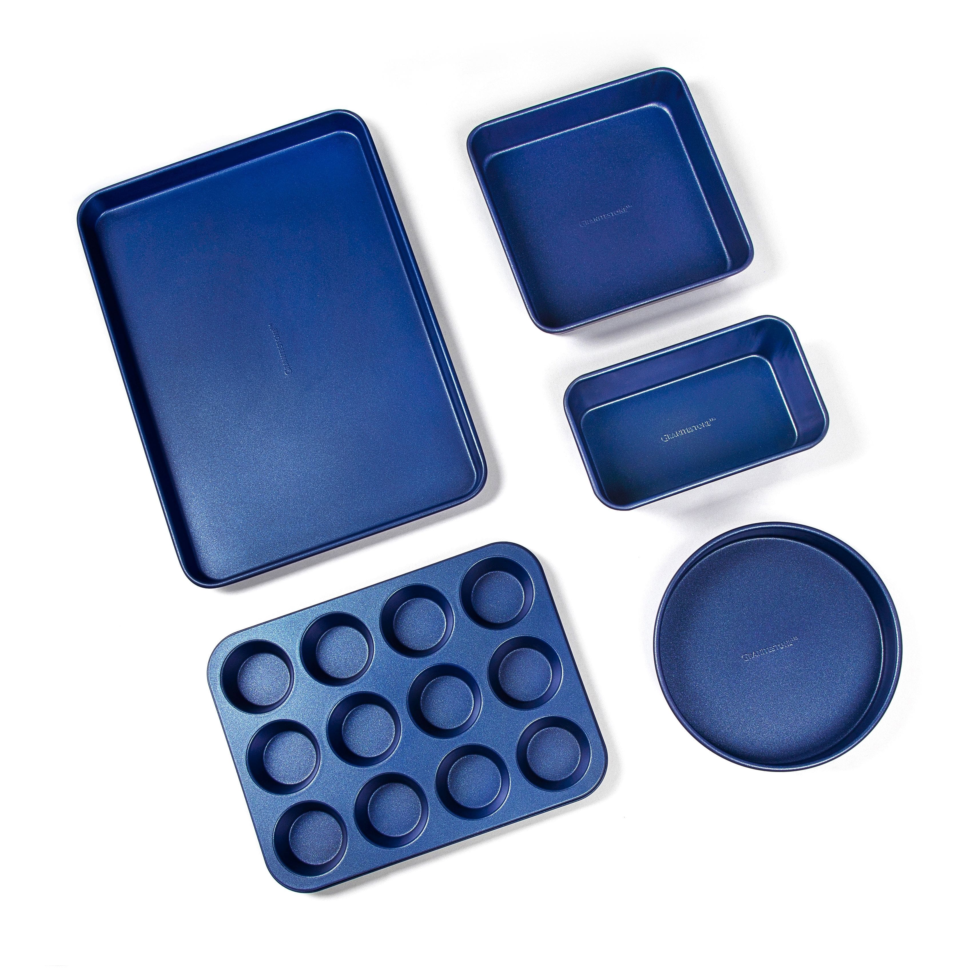 Granitestone Blue Nonstick 15 Piece Cookware and Bakeware Set Bed
