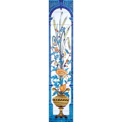 12in x 60in Floral Vase Backsplash 20pc Mosaic Tile Wall Mural