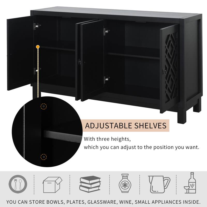Nestfair 4 Door Buffet Cabinet Sideboard with Pull Ring Handles