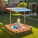 preview thumbnail 3 of 5, 46" Wooden Kids Sandbox with Cover, Large Outdoor Cedar Sandpit for Backyard Play, Perfect Kids Gift for Toddlers