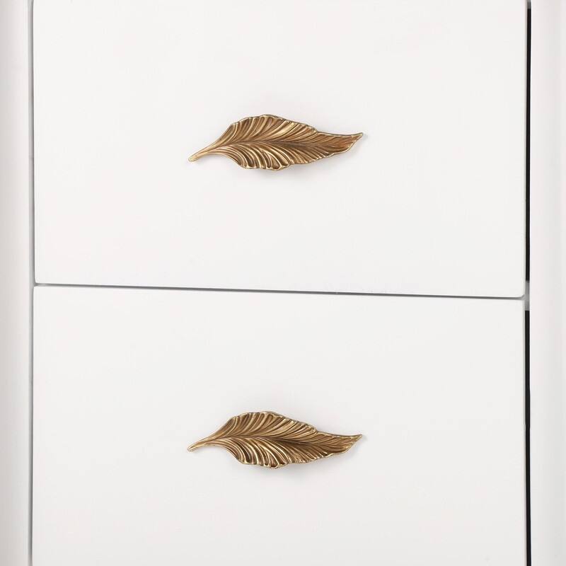 Contemporary Curved 2-Drawer Nightstand with Metal Feather Handles and Exposed Legs