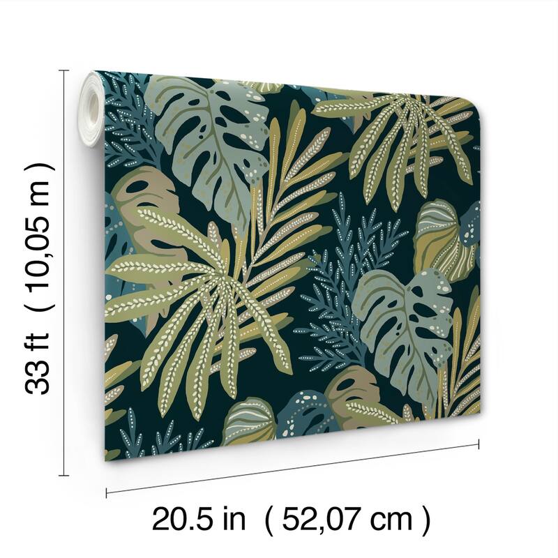 A-Street Prints Alocasia Green Tropical Foliage Wallpaper