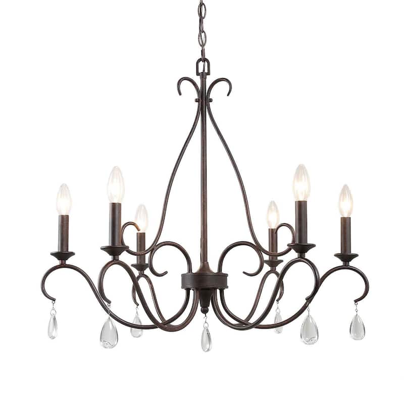 Farmhouse 6-Light French Country Chandelier Crystal Transitional Lights for Dining Room