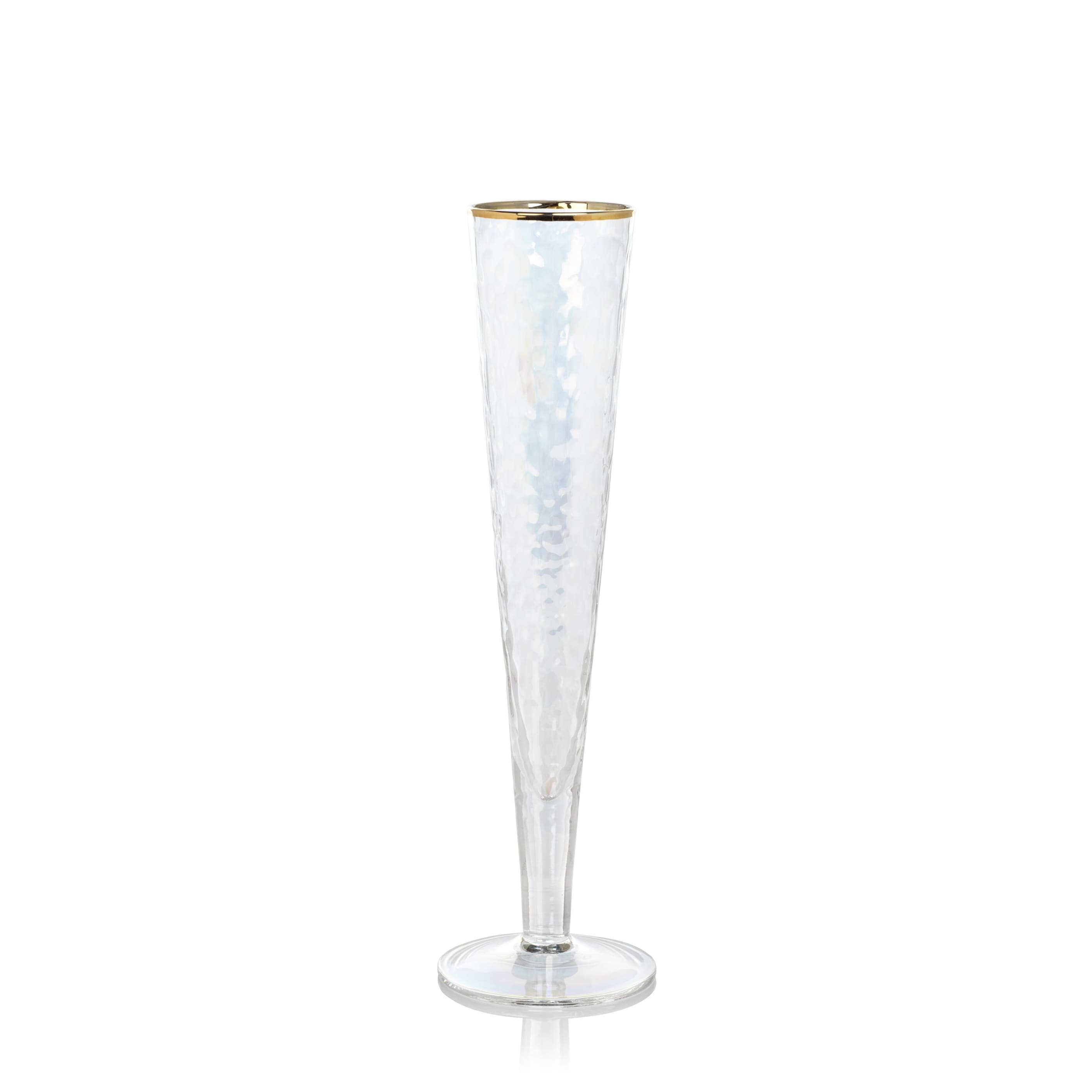 Kampari Slim Champagne Flutes with Gold Rim, Set of 4