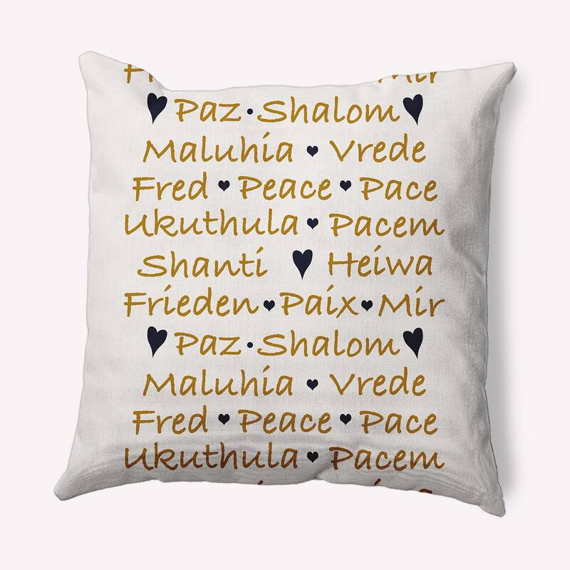 Words of Peace Christmas Soft Spun Polyester Decorative Throw Pillow - 16 x 16 - Gold