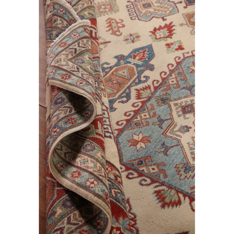Geometric Kazak Oriental Area Rug Hand-Knotted Traditional Wool Carpet - 8'5"x 11'4"