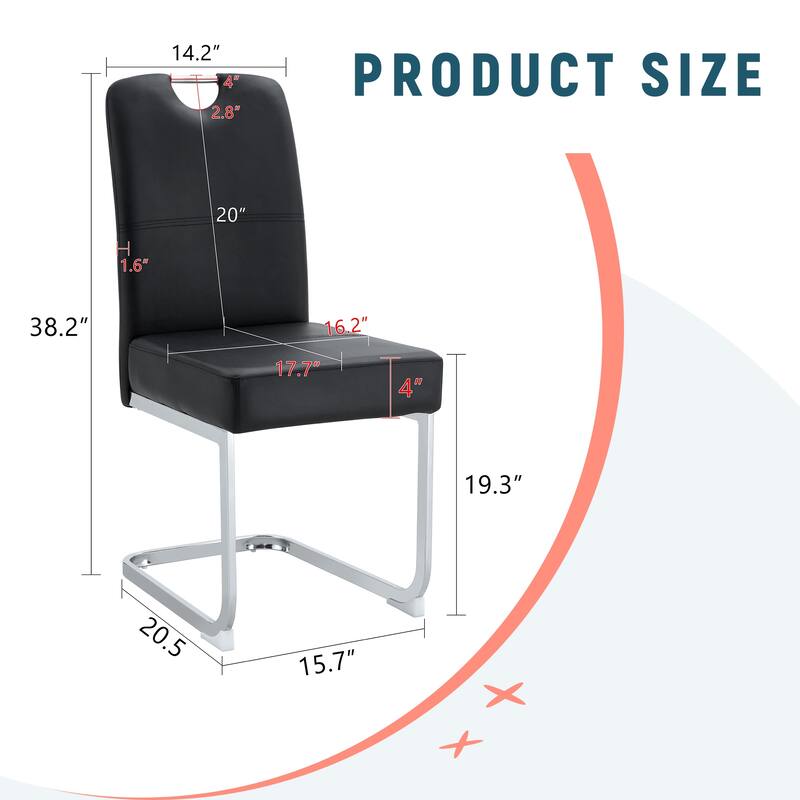 Set of 4 black thickened dining chairs with built - in spring packages and ergonomic design - perfectly blending comfort