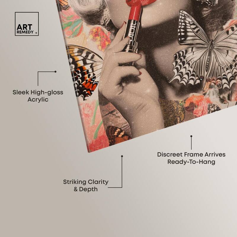Iconic Lady Butterfly Collage Acrylic by Art Remedy, Ready to Hang