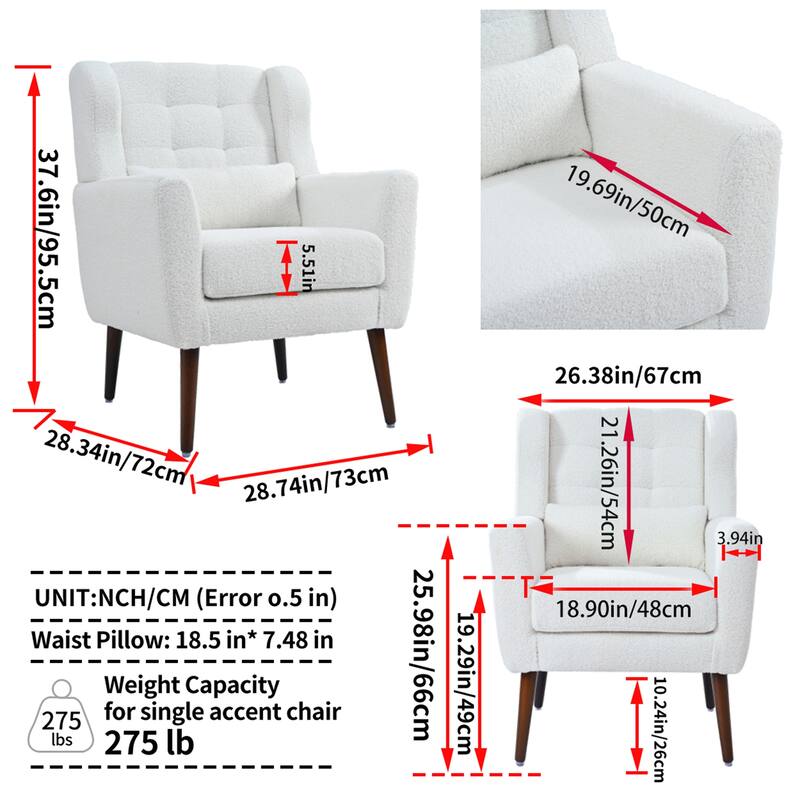 Modern Accent Chair, Teddy Fabric Chairs Lounge Armchair