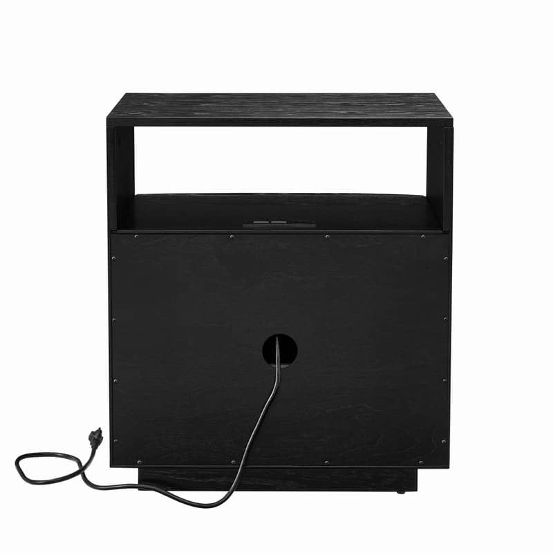 Mid Century Modern Nightstand with Charging Station and Solid Wood Drawers for Versatile Bedroom Use