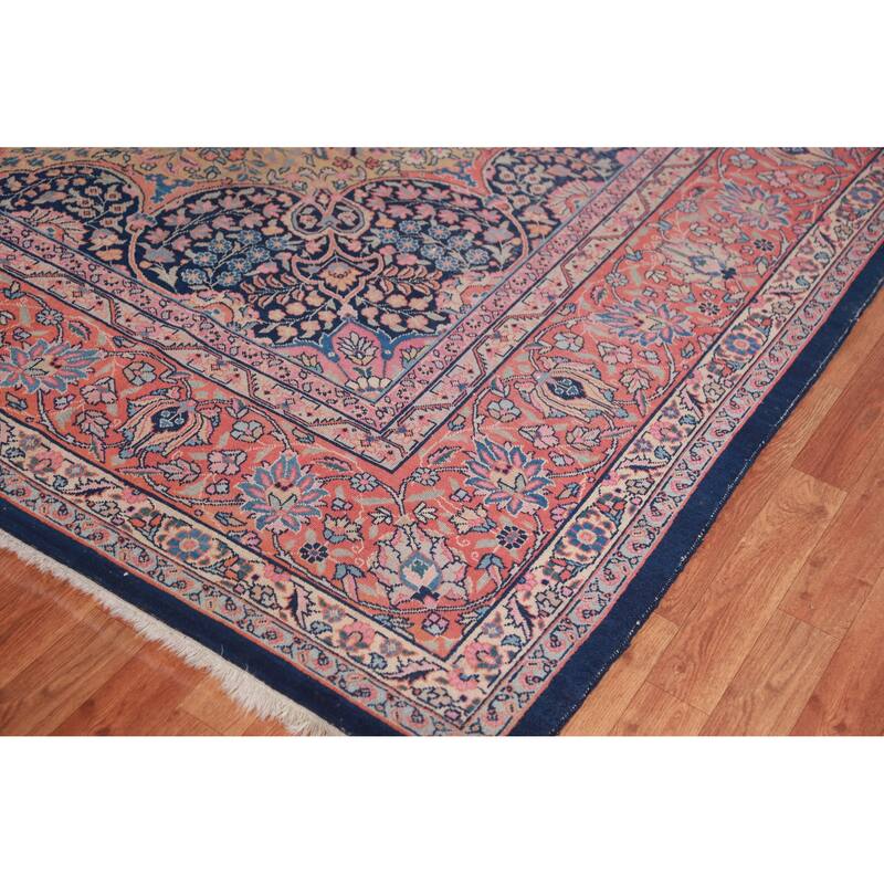 Hand Knotted Oriental 100% Wool Carpet Traditional Floral Brown Tabriz Area Rug - 13' 5'' X 9' 9''