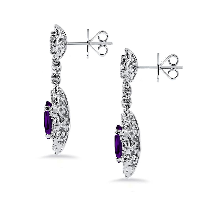 Auriya 4 5/8ct Fancy Oval-cut Amethyst Halo Diamond Drop Earrings 1 1/4ctw 18k Gold