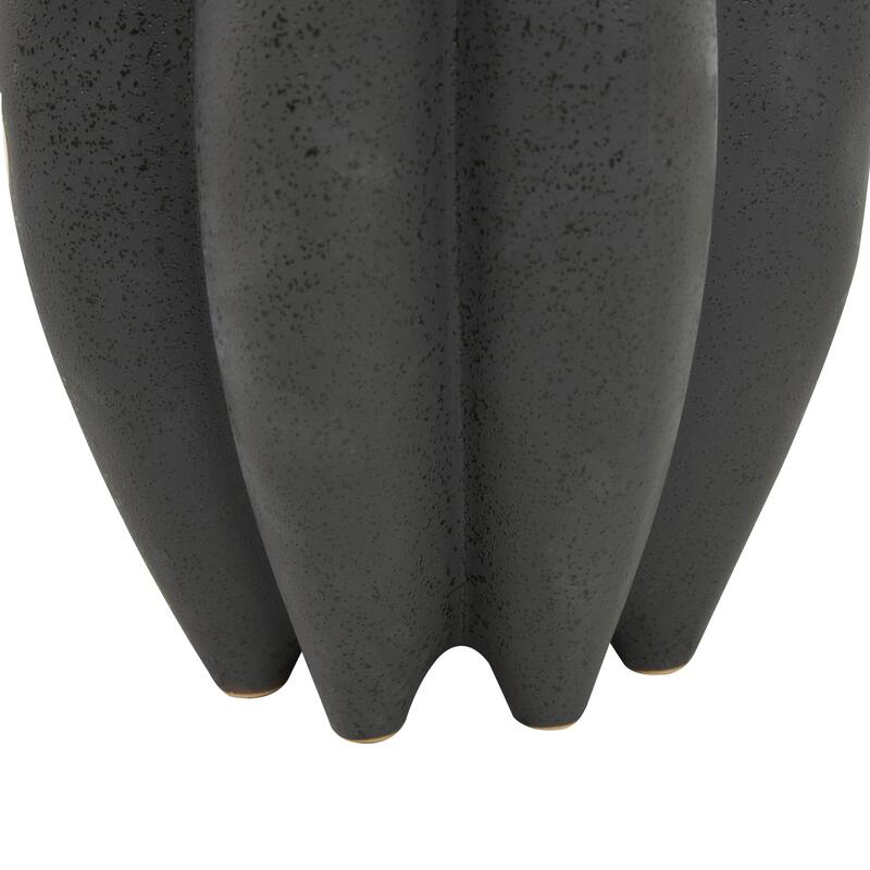 Black Ceramic Speckle Textured Vase with Tulip Style Opening