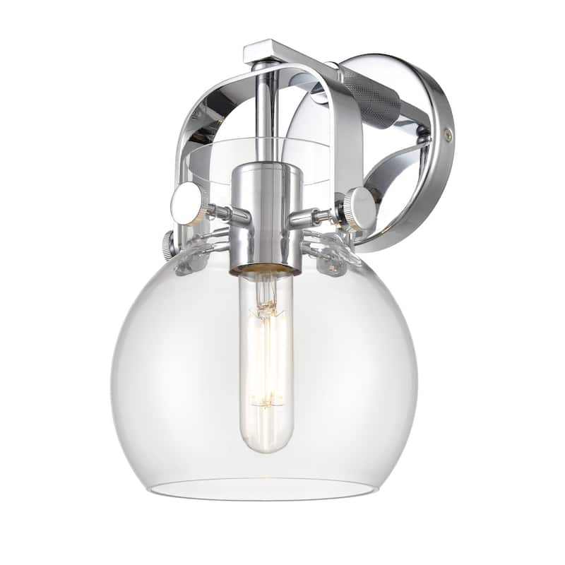 Innovations Lighting 423-1W-10-7 Pilaster II Sphere Sconce Pilaster II - Polished Chrome / Clear