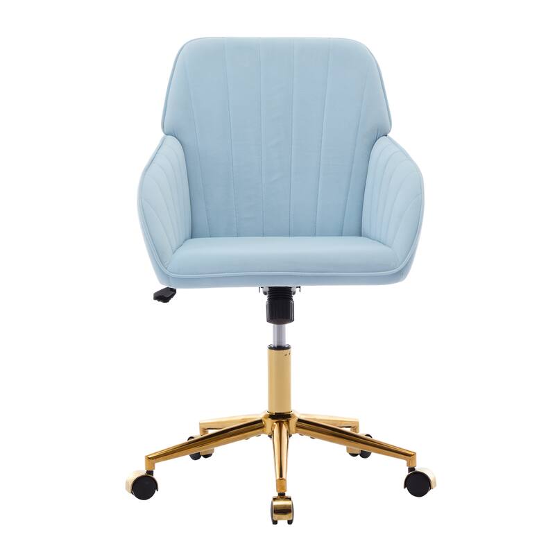 Ergonomic Adjustable Office Chair with Golden Base, Velvet Cushion, Backrest Support, Comfortable for Long Sitting
