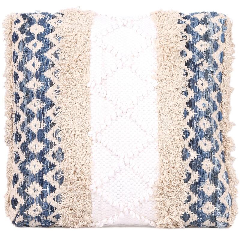 HERAT ORIENTAL Handmade Geometric Cotton Dhurrie Upholstered Footstool