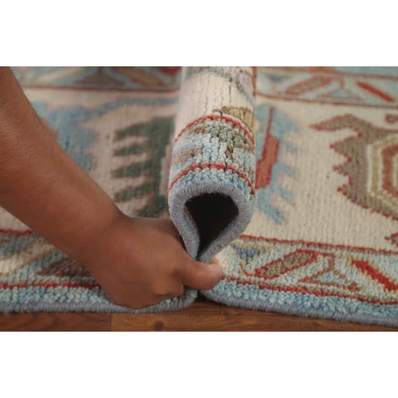 Light Blue Oushak Area Rug Hand-Knotted Oriental Wool Carpet - 7'11"x 9'11"