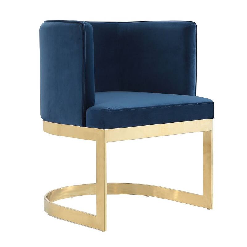 Aura Polished Brass Velvet Dining Chair - Royal Blue