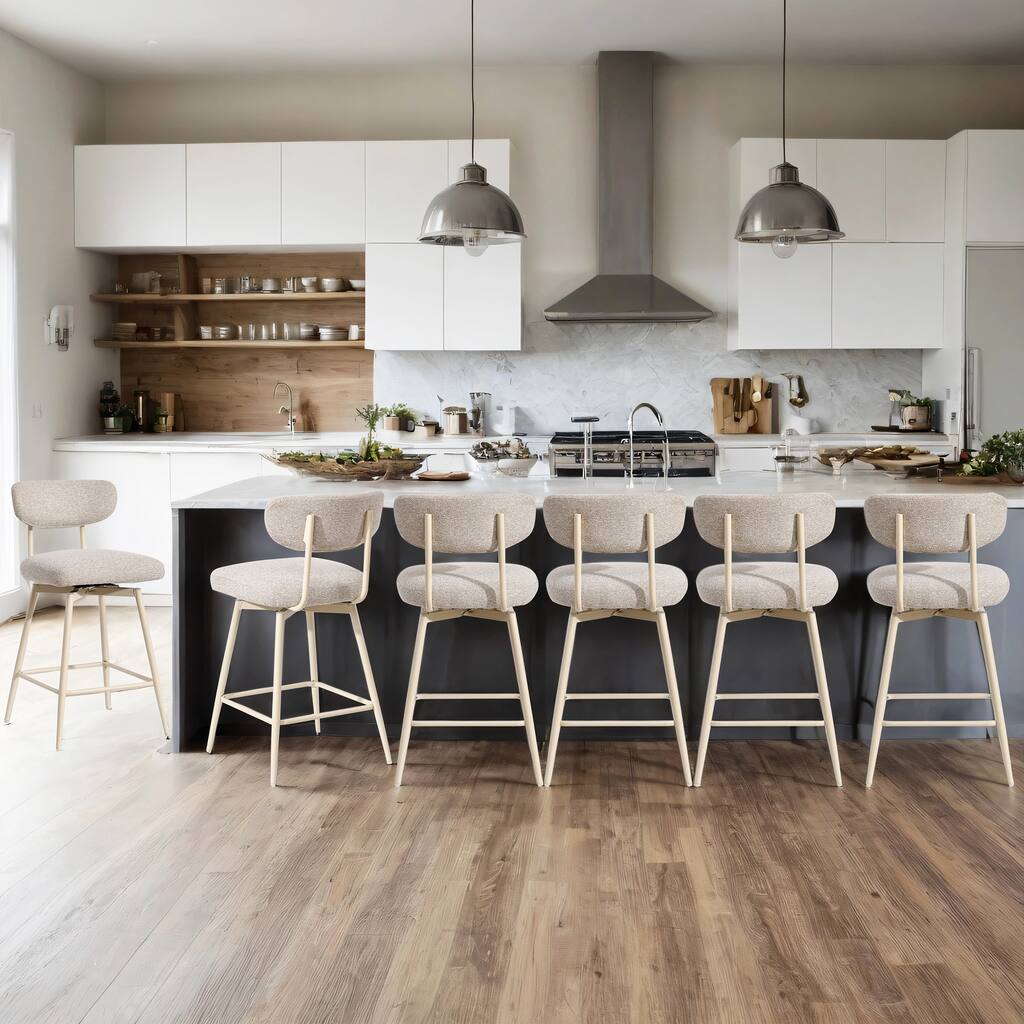 Modern Nearly 26" H Swivel Faux Leather Counter Height Bar Stools