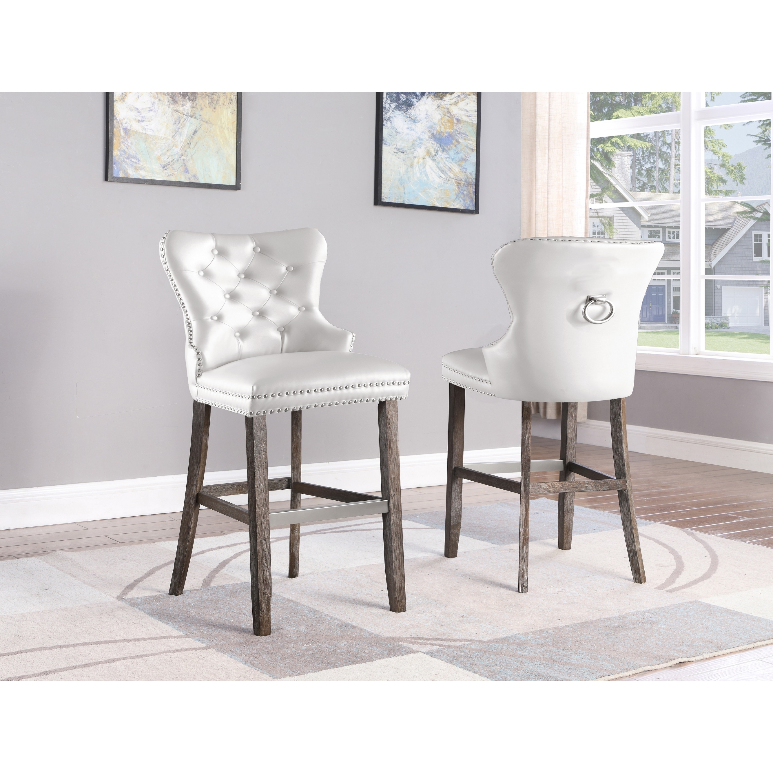 White leather tufted bar stools outlet