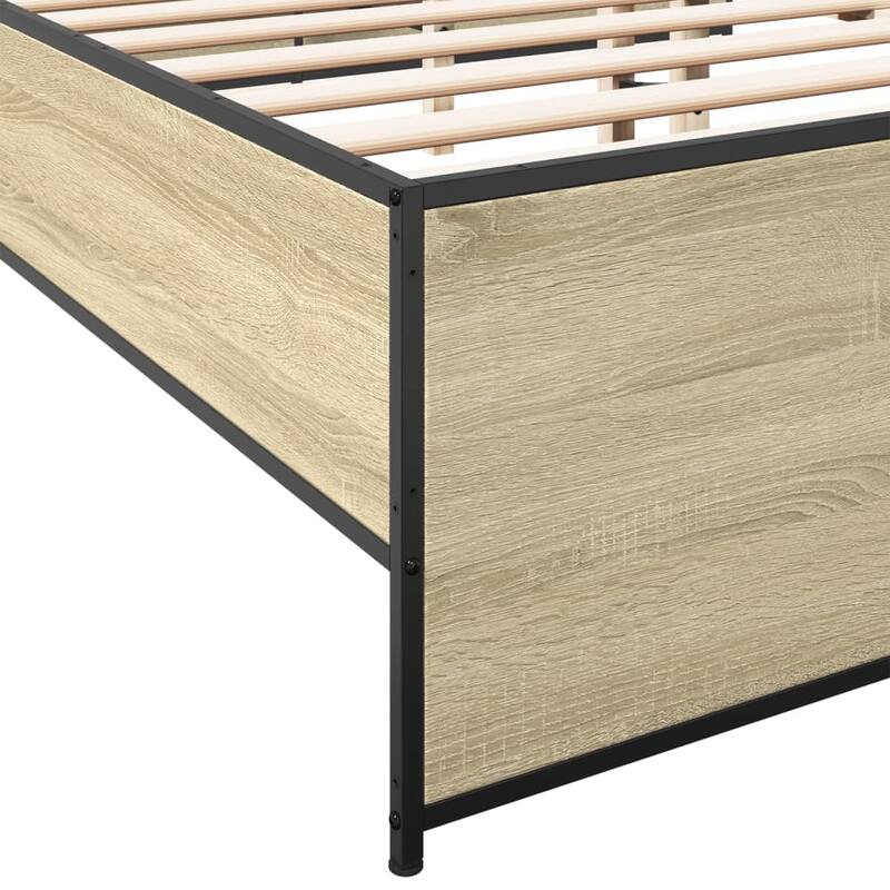 vidaXL Bed Frame Sonoma oak Engineered wood Double Durable Bed Frame