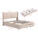 preview thumbnail 10 of 16, Modern Queen Size Upholstered Hydraulic Platform Bed with 2 Drawers - Large Storage Space, Metal Construction