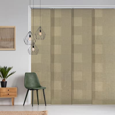 GoDear Design Natural Woven Adjustable Sliding Panel Track Blinds, Vertical Blinds, Urban Plaid, 45.8"- 86" W x 96" L