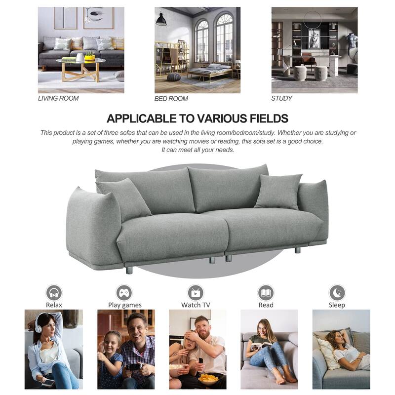 Modern Solid Wood Frame Sofa with 2 Pillows and Metal Legs On Sale Bed Bath & Beyond 40110025