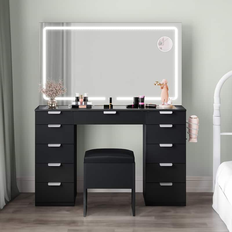 Moasis Makeup Vanities with 11 Drawers - 55.8'' H X 46'' W X 15.7'' D
