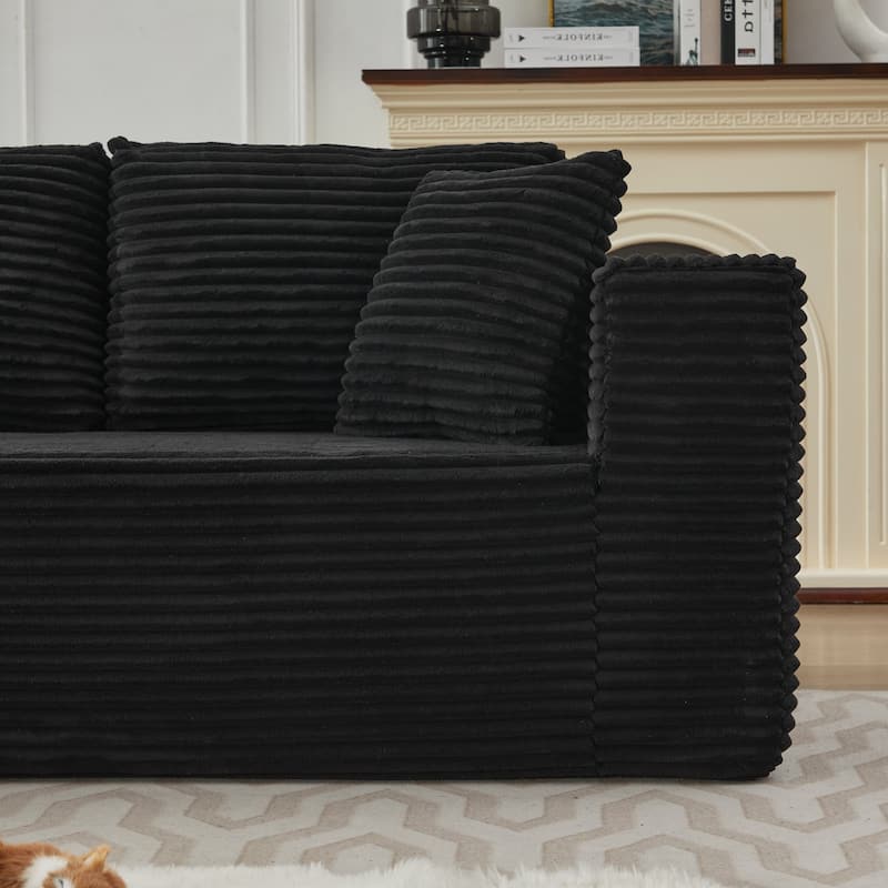106" Corduroy Upholstery L-Shaped Cloud Modular Sectional Sofa with Chaise and Pillows, All-Foam Compression Design