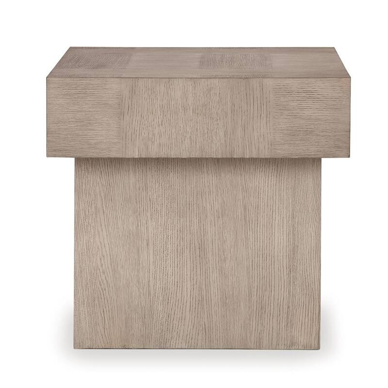 26 in. Light Grayish Brown Square Wood End Table, Sturdy Build End Side Table for Living Rooms
