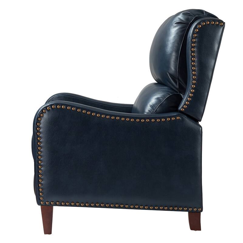 Brigida Cigar Genuine Leather Pushback Recliner with Nailhead Trim by HULALA HOME