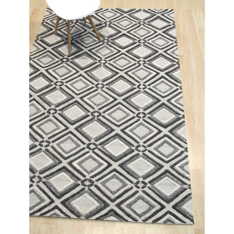 Gray Contemporary Geometric Raga Area Rug - 5' x 8'
