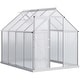 preview thumbnail 2 of 15, Outsunny Aluminum Greenhouse Polycarbonate Walk-in Garden Greenhouse Kit with Adjustable Roof Vent, Rain Gutter and Sliding Door