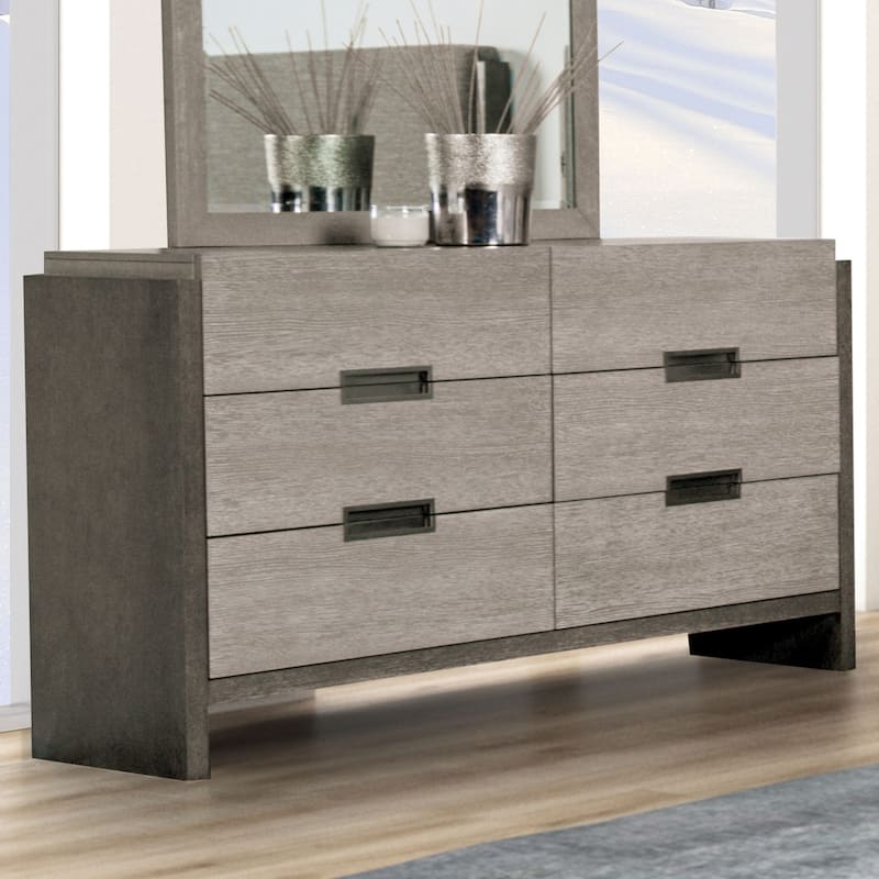 Furniture of America Cruz Contemporary Gray Solid Wood 6-Drawer Double Dresser - Grey