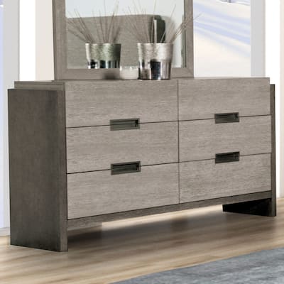 Furniture of America Cruz Contemporary Gray Solid Wood 6-Drawer Double Dresser