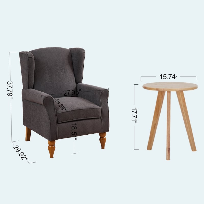 Arm Chairs Wingback Chairs with Solid Wood Coffee Table, Reading Chair