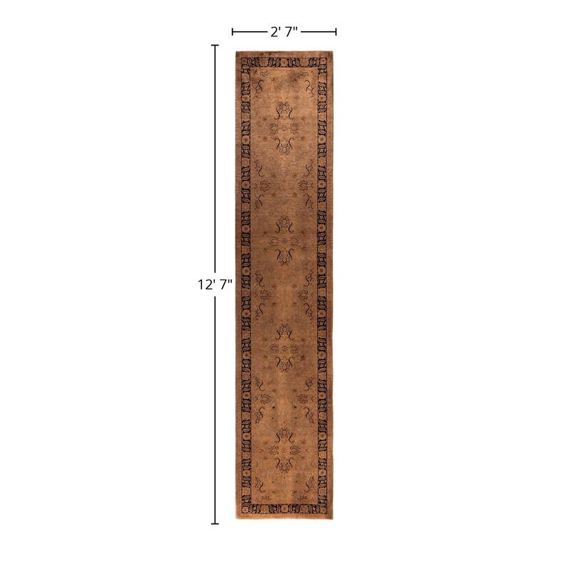 Overdyed One-of-a-Kind Hand-Knotted Area Rug - Brown - 2' 7" x 12' 7"