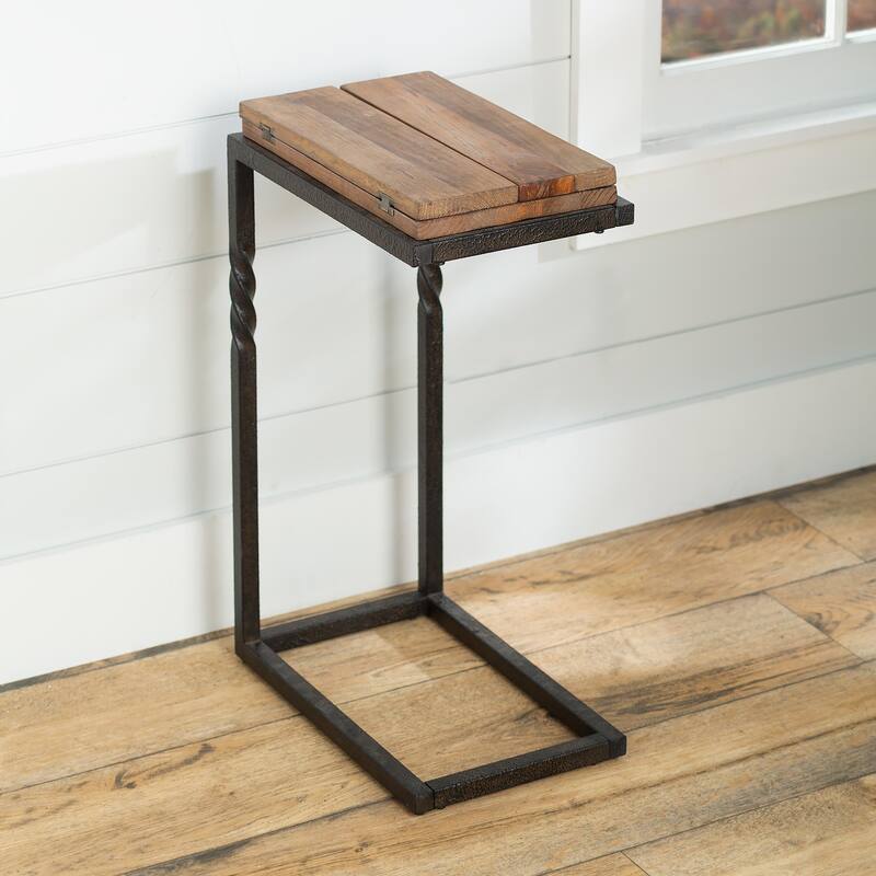 Deep Creek Rustic Pull-Up Table with Fold-Out Leaves in Wood and Metal