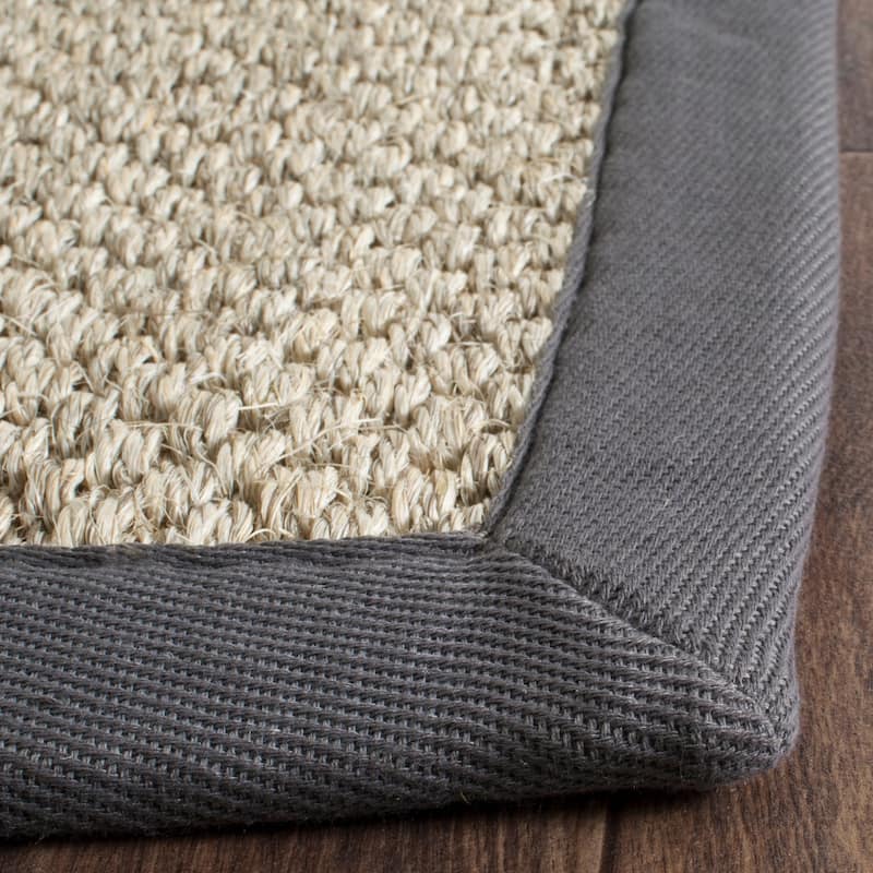 SAFAVIEH Natural Fiber Elmyra Sisal Border Rug - 2' x 10' Runner - Marble/Grey