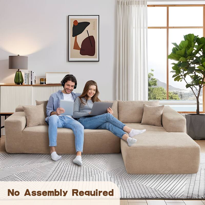 OVIOS Pit Stripes No Assembly Required Chaise Sofa