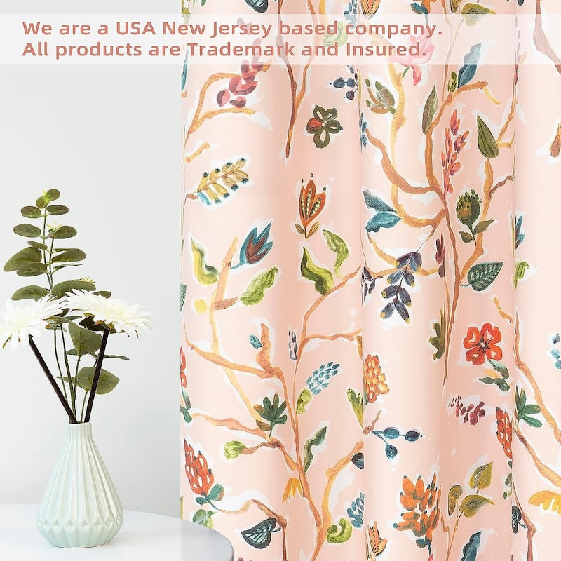 DriftAway Lauren Colorful Watercolor Tree Pattern Blackout Lined Grommet Window Curtain - 52" Width X 102" Length