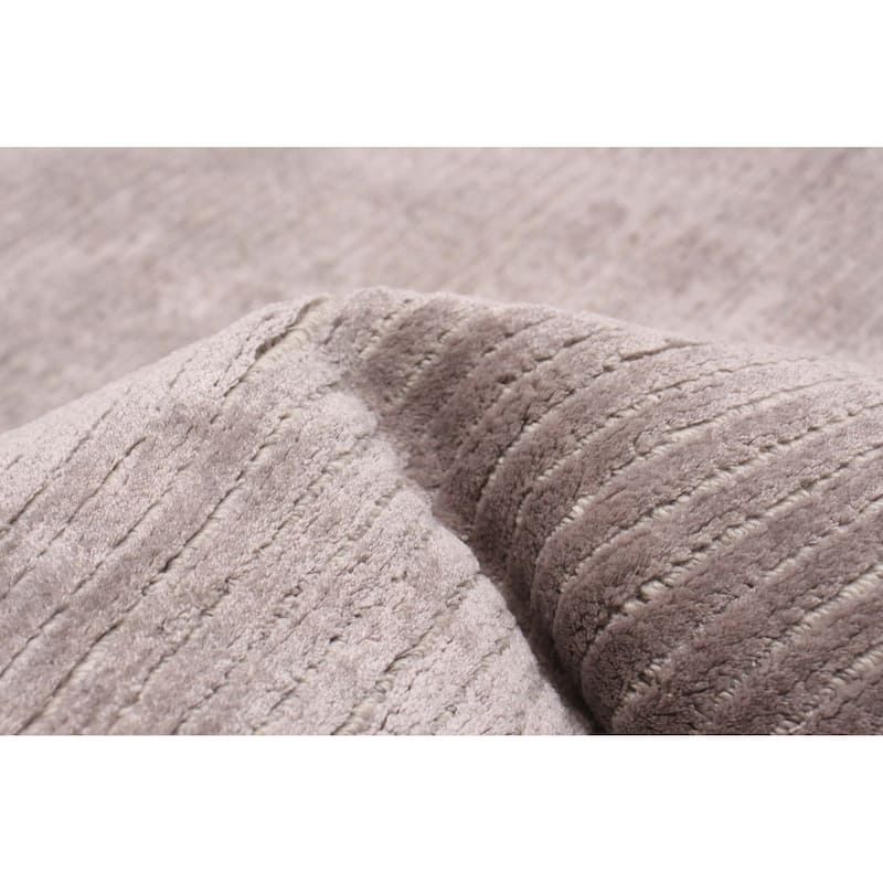 ECARPETGALLERY Hand Loomed Shimmer Grey Viscose, Wool Rug - 7'10 x 9'8