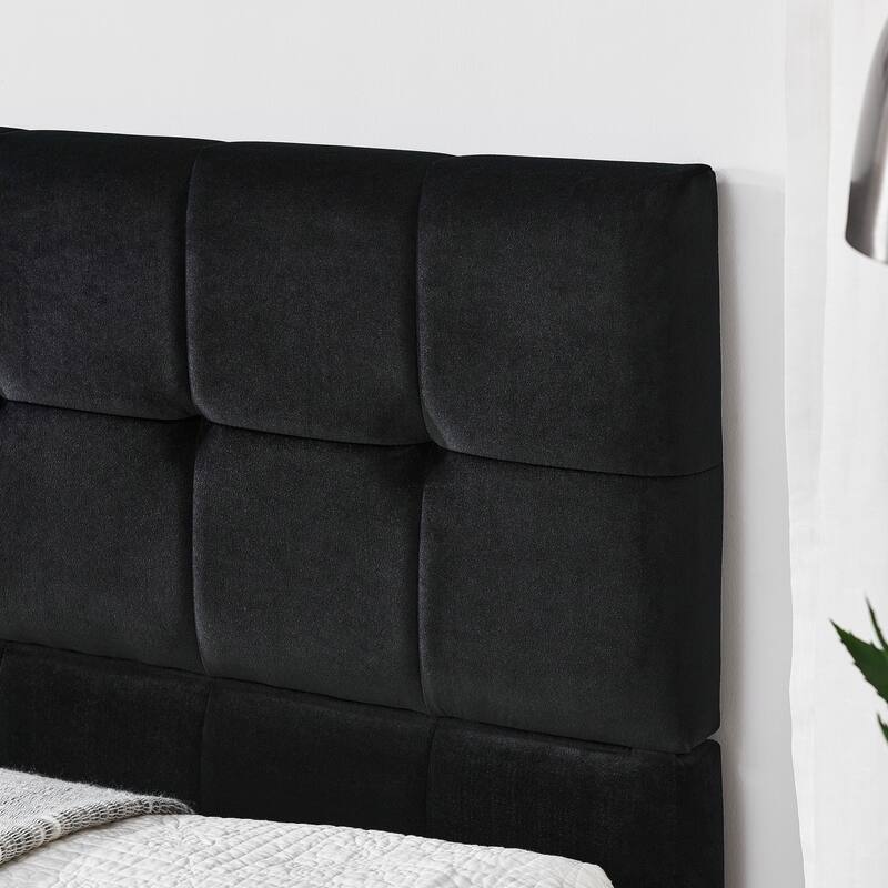 Full Size Daybed Grounded Bed Velvet Upholstered Tufted Bed Frame with L-shaped Backrest & Armrests for Livingroom or Bedroom