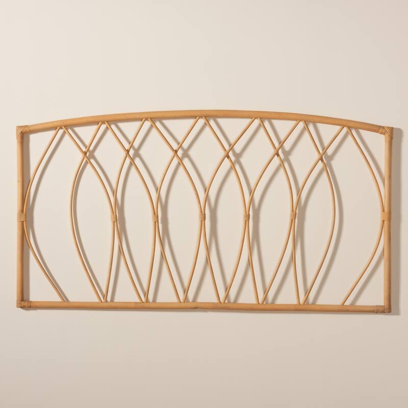 Halia Modern Bohemian Natural Rattan Wall-mountable Headboard-Queen