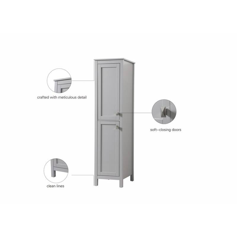Indigo Home 16 Inch Bathroom Linen Storage Freestanding Cabinet