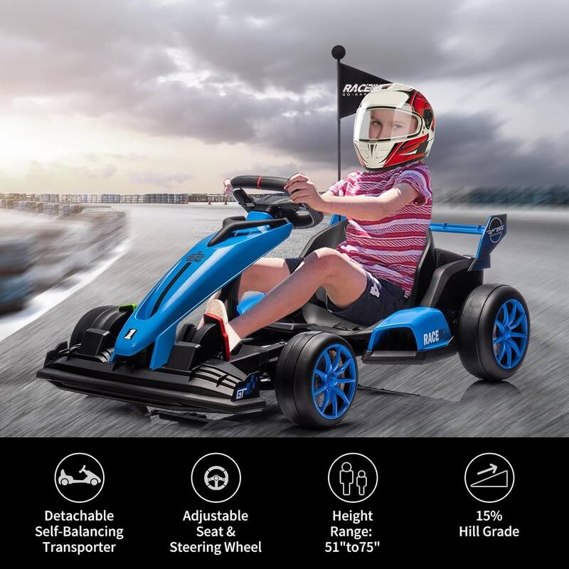 Electric Go Kart Drift Kart Outdoor Race Toy for Kids Best Gifts